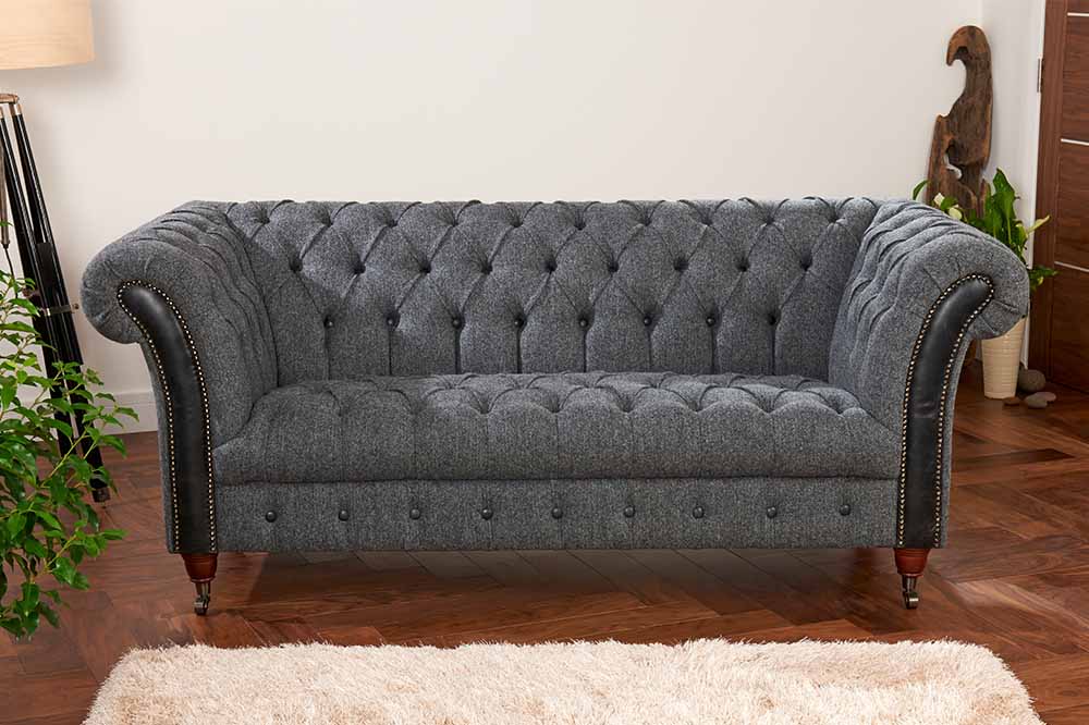 Grey Wool Chesterfield Sofa