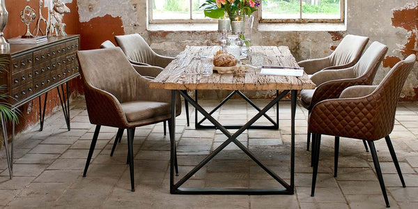Luxe Kensington Industrial Reclaimed Wood Dining Table 