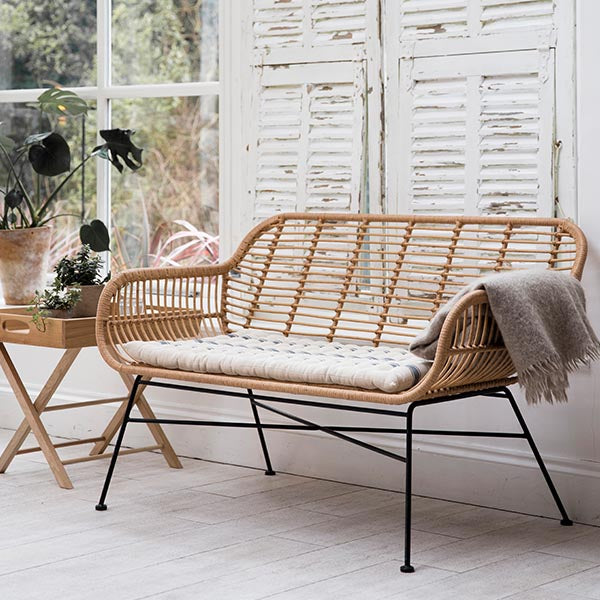 Hampstead Bamboo Bench with Cushion in Room