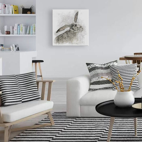 Contemporary modern art grey hare canvas painting