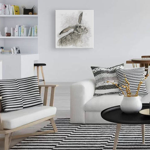 Grey Hare Canvas Wall Art by Brighton based artist
