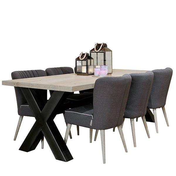 Hoxton Industrial Cross Leg Oak Dining Table