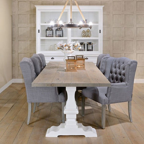 Hoxton Oak White Farmhouse Table in dining room