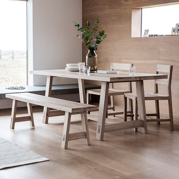 Kielder Oak Dining Table with Oak Chairs and Bench