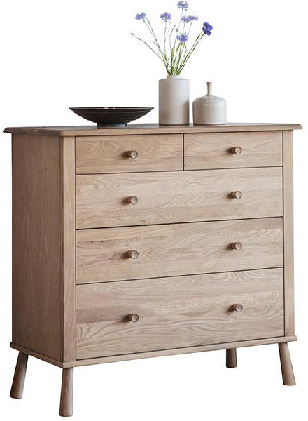 A Scandi style chest of drawers in light oak