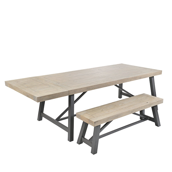 Lansdowne Industrial Reclaimed Wood Table and Bench