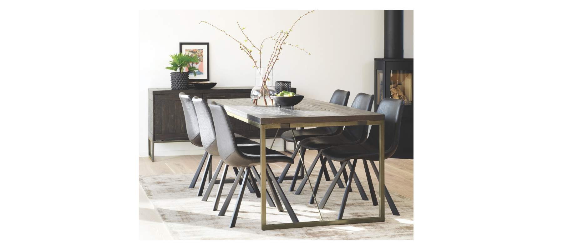 Tavistock Industrial Dining Table with bronze legs