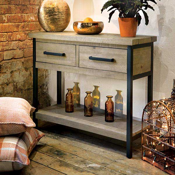 Industrial Lansdowne Rustic Wood Console Table