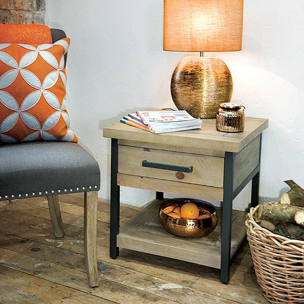 Industrial Lansdowne Reclaimed Wood Lamp Table