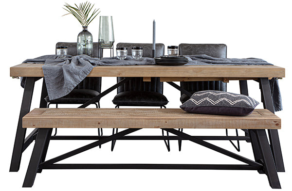 An industrial and Rustic Wood Medium Dining Set