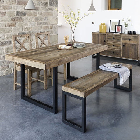 Standford Industrial Reclaimed Wood Dining Bench in Dining Room