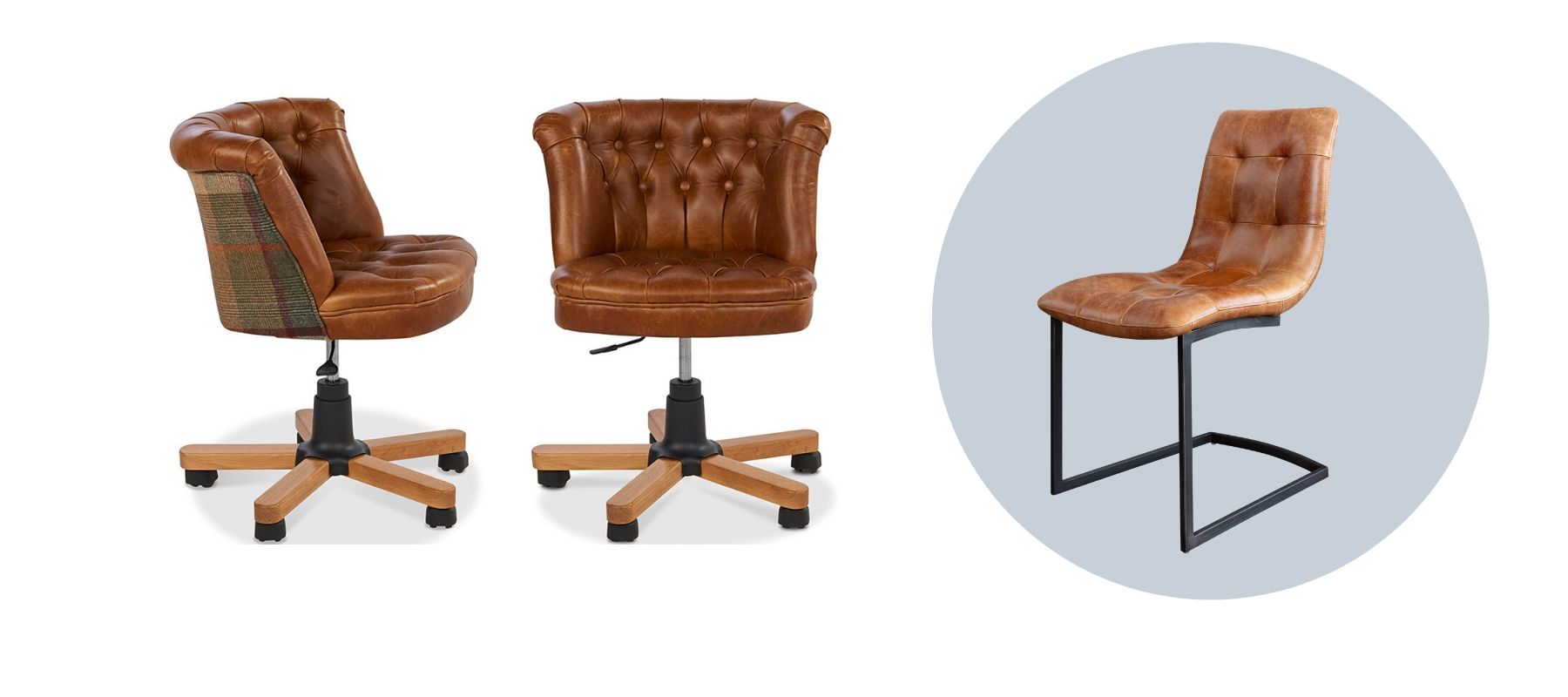 Brown leather office chairs