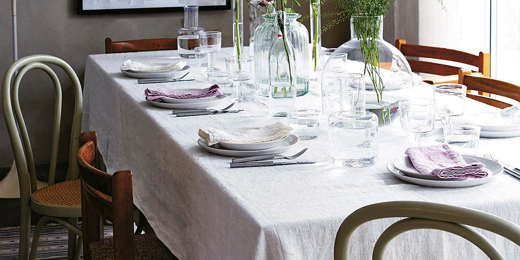 Lovely Linen Misty White Tablecloth 