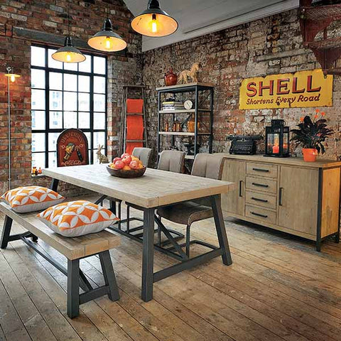 Industrial Lowry Reclaimed Wood Extending Dining Table