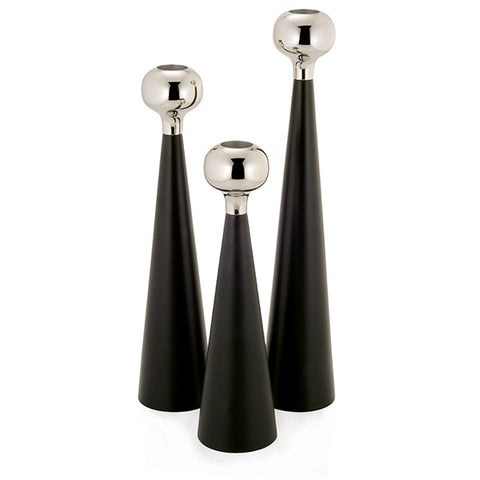 Contemporary Urban Modern Luce Black Candle Holders Pack of 3