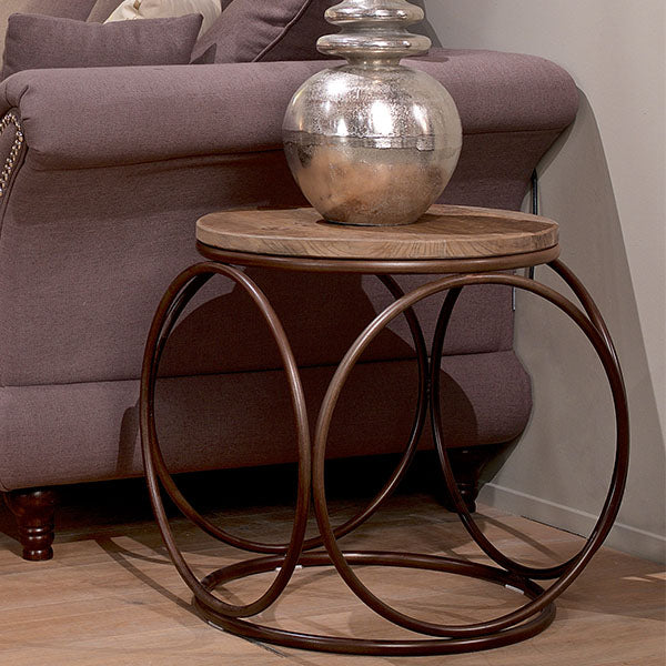 Luxe Elm Industrial Reclaimed Wood Round Coffee Table