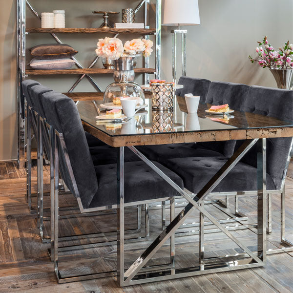 Luxe Kensington Reclaimed Wood Dining Table and Madison Chairs