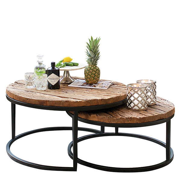 Luxe Kensington Reclaimed Wood Round Coffee Tables