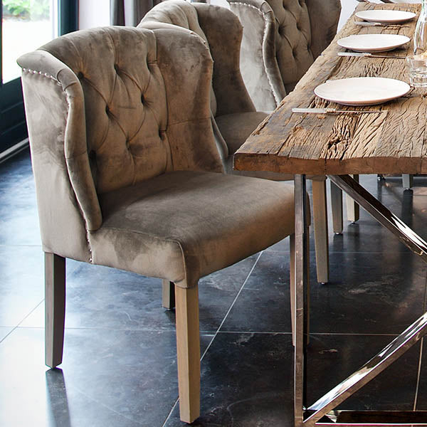 Luxe Macy Grey Upholstered Dining Chair in Velvet