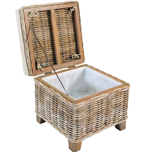 Rattan May Storage Stool with Cushion