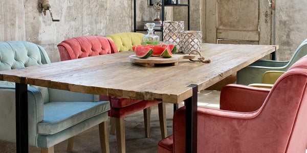 Maddox Industrial Reclaimed Elm Dining Table 