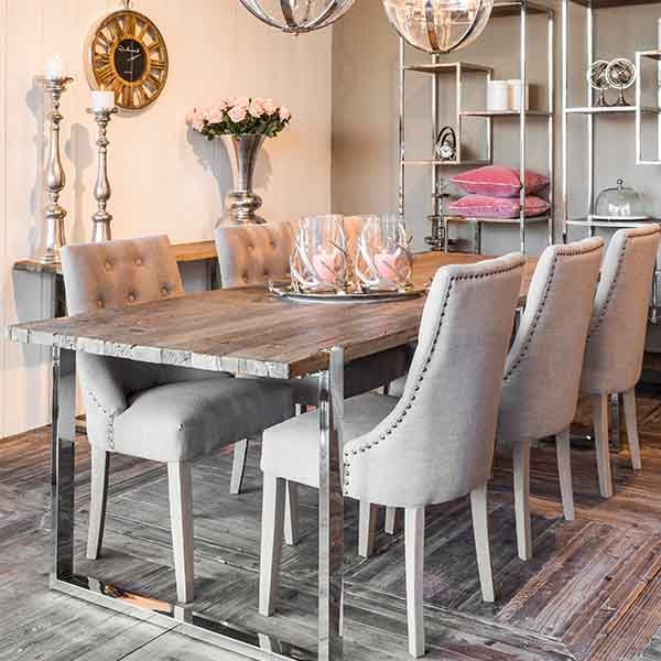 Maddox Reclaimed Elm Dining Table and chairs