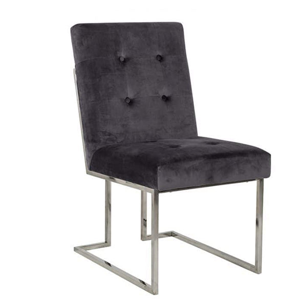 Luxe Madison Chrome Grey Upholstered Dining Chair