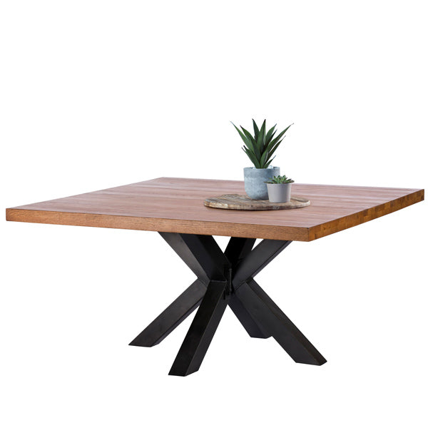 Mitcham Industrial Oak Square Dining Table
