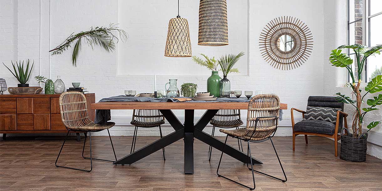 Mitcham Oak Industrial dining table and chairs