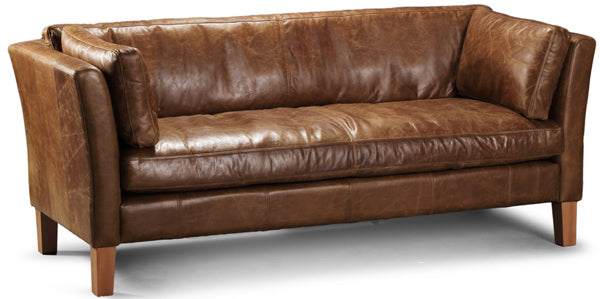 A 3 Seater Leather Sofa on wooden legs