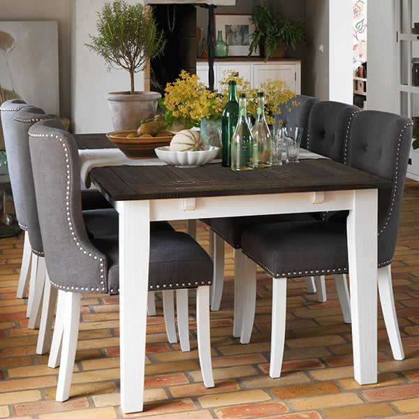 Brook Grey Upholstered Dining Chairs White