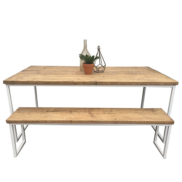 Oldman Industrial Reclaimed Wood Dining Table and Bench