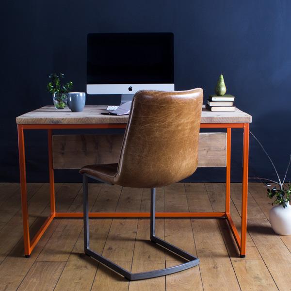 Oldman Industrial Reclaimed Wood Desk in Orange