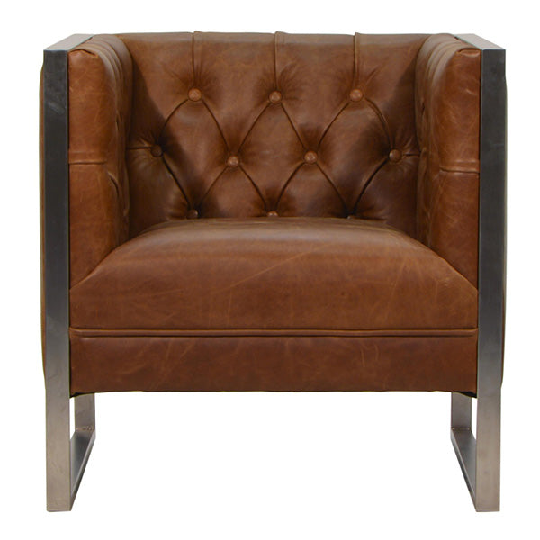 Otto Leather and Steel Armchair