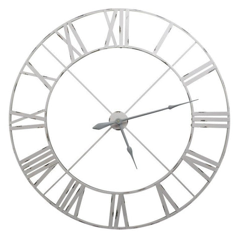 Pale Grey and Off White Vintage Metal Wall Clock