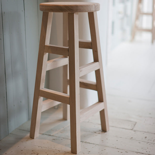 Pair of Raw Light Oak Tall Stool