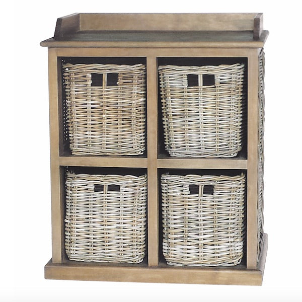 Rattan May Reclaimed Wood 4 Drawer Storage Unit