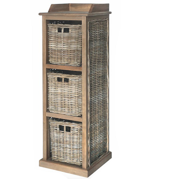 Rattan May Reclaimed Wood 3 Drawer Storage Unit