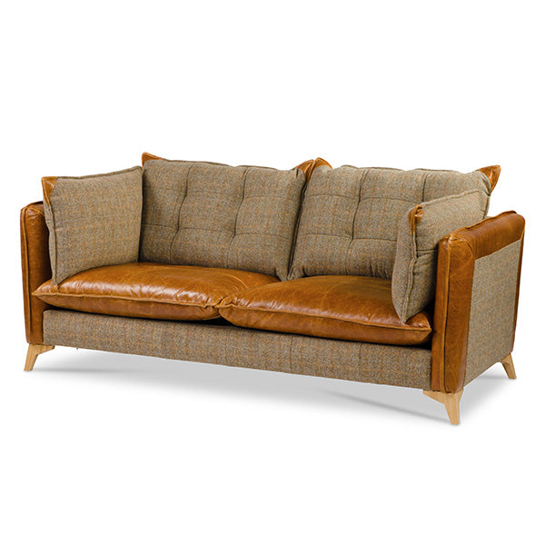 Regal Leather and Harris Tweed Sofa