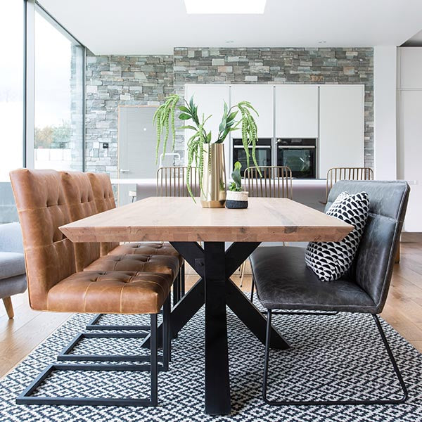 Rocco Industrial Oak Dining Table and Cleo Chairs