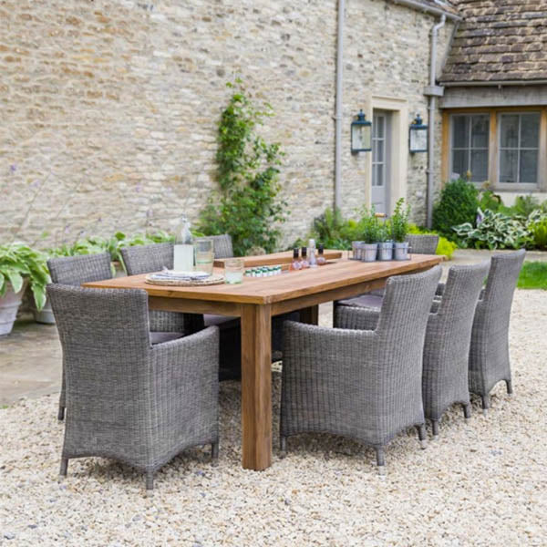 St Mawes Dining Table and Rattan Dining Chairs for Outdoors