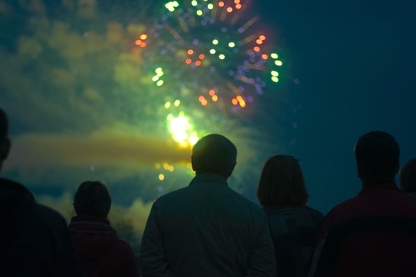 People looking at fireworks in the distance