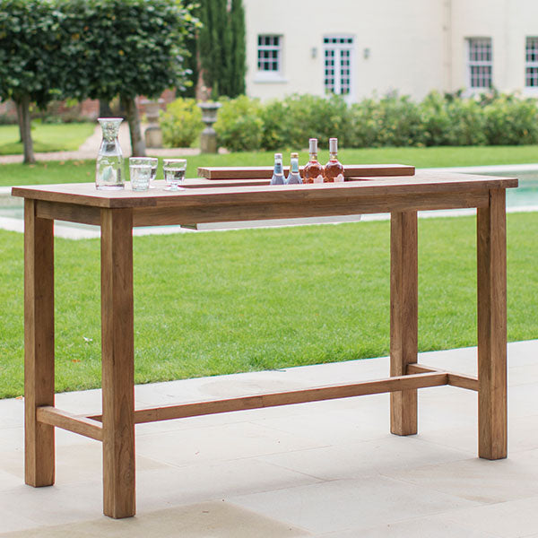 St Mawes Bar Table with Drinks Cooler in Reclaimed Teak