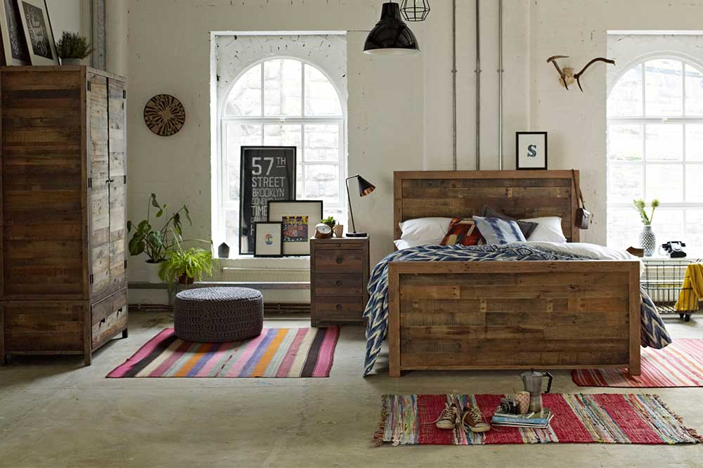 Standford Reclaimed Wood Bed in Bedroom