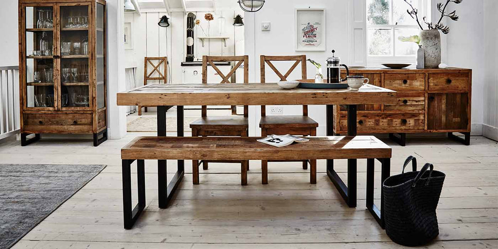 Standford Reclaimed Wood Dining Table and Chairs