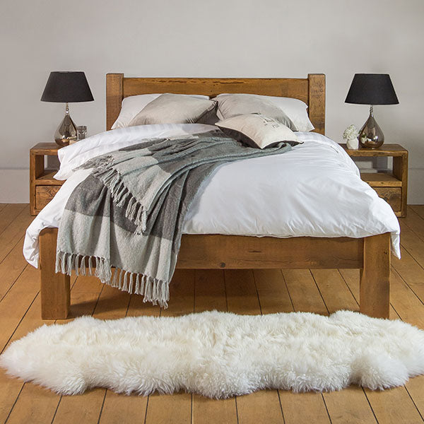 Beam Reclaimed Wood Bed and Bedsides