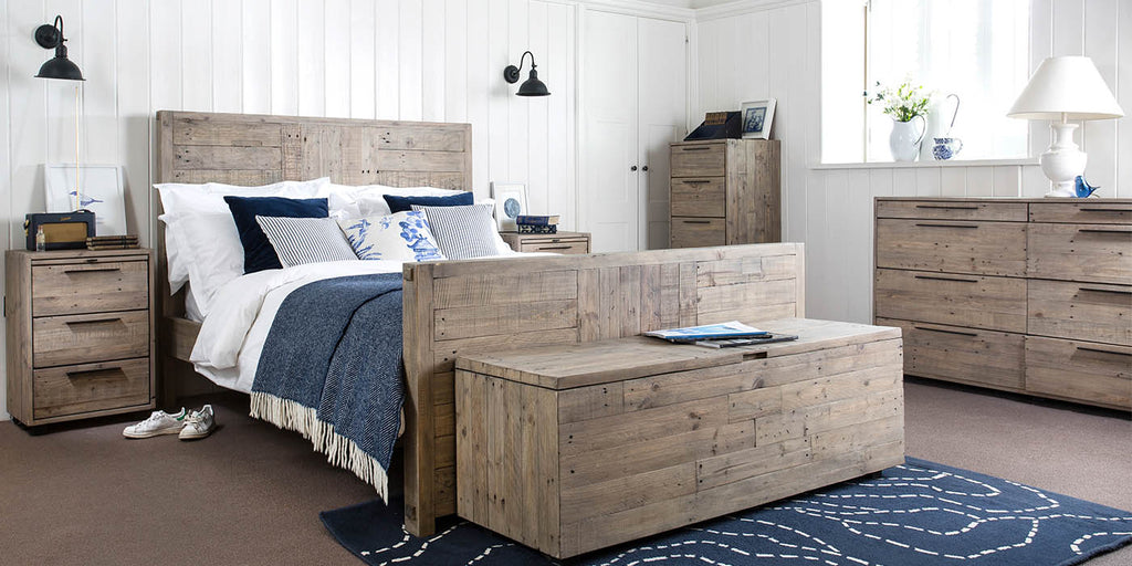 Thornton Reclaimed Wood Large Chest of Drawers in Bedroom