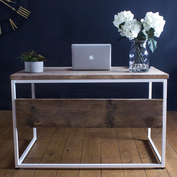 Oldman Industrial Reclaimed Wood Desk White Frame
