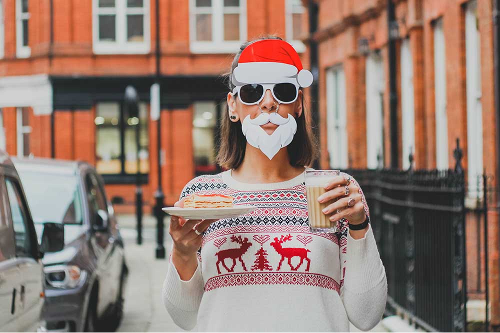 Woman Dressed in Christmas Jumper