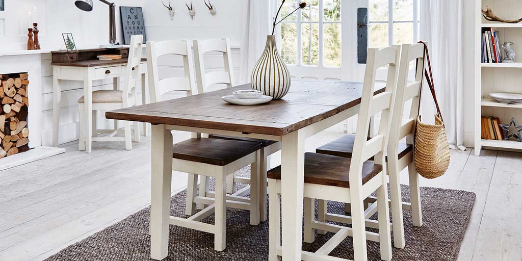 Worcester Reclaimed Wood Dining Table and Chairs in Rustic Kitchen